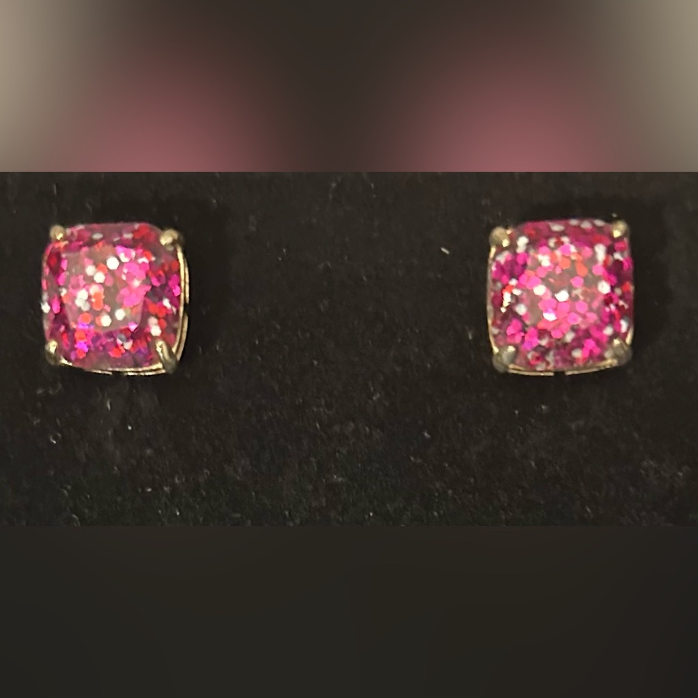 KATE SPADE • Pink Glitter Squared Away Post Earrings